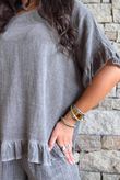 Frame Hopsack Frill Box Top Washed Chocolate